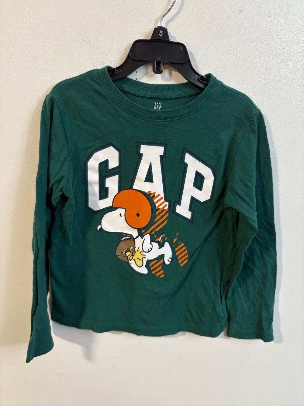 GAP X Snoopy Football Graphic Long Sleeve Tee size 5 years